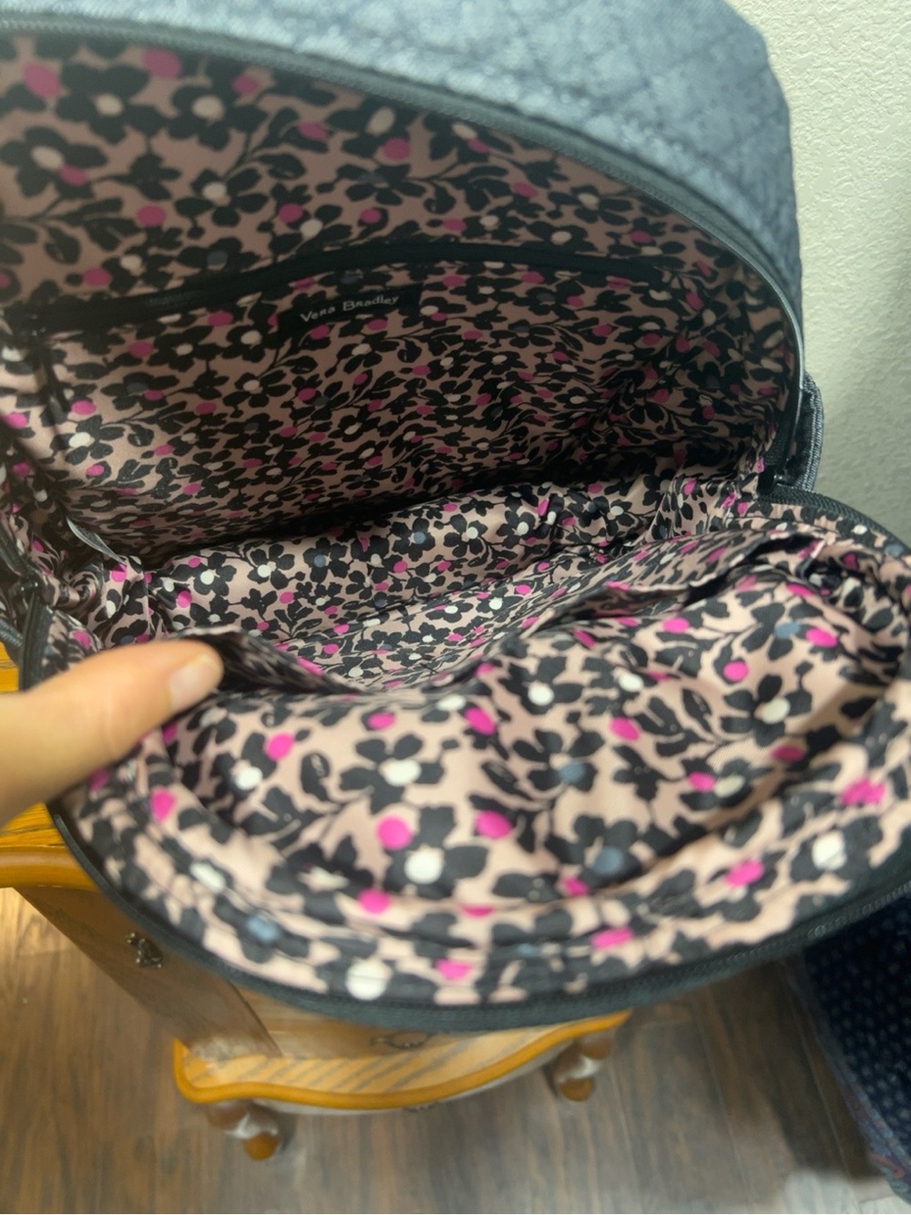 Vera Bradley Quilted Dark Chambray Mini Backpack - Picture 4 of 4